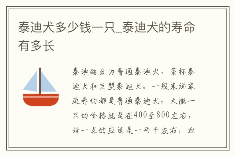 泰迪犬多少钱一只_泰迪犬的寿命有多长