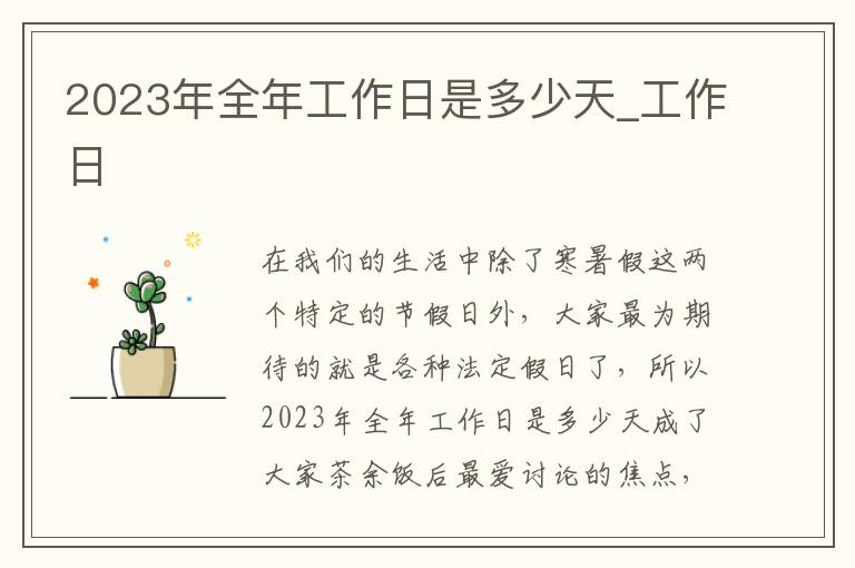 2023年全年工作日是多少天_工作日