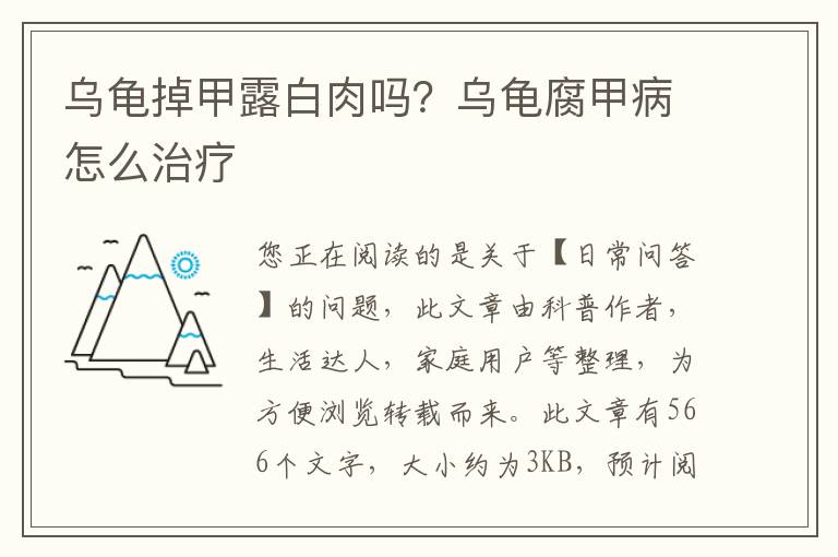 乌龟掉甲露白肉吗？乌龟腐甲病怎么治疗