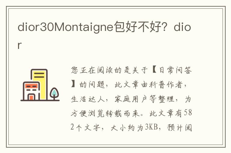 dior30Montaigne包好不好？dior