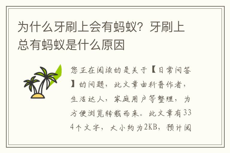 为什么牙刷上会有蚂蚁？牙刷上总有蚂蚁是什么原因