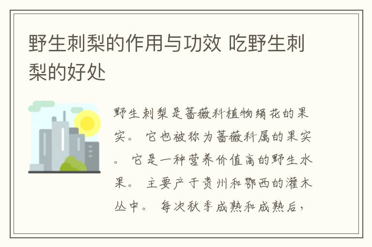 野生刺梨的作用与功效 吃野生刺梨的好处