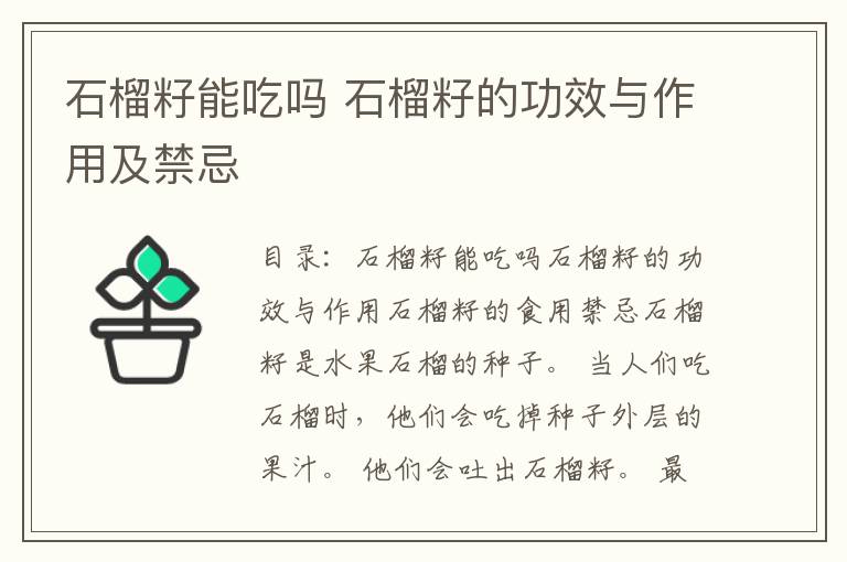 石榴籽能吃吗 石榴籽的功效与作用及禁忌