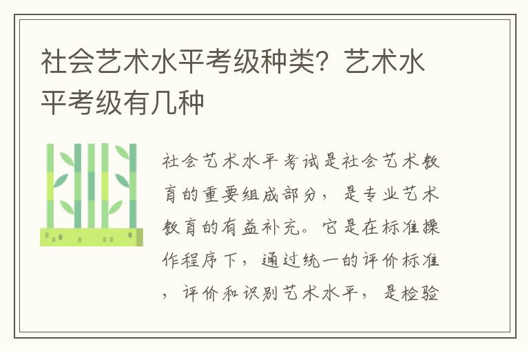 社会艺术水平考级种类？艺术水平考级有几种