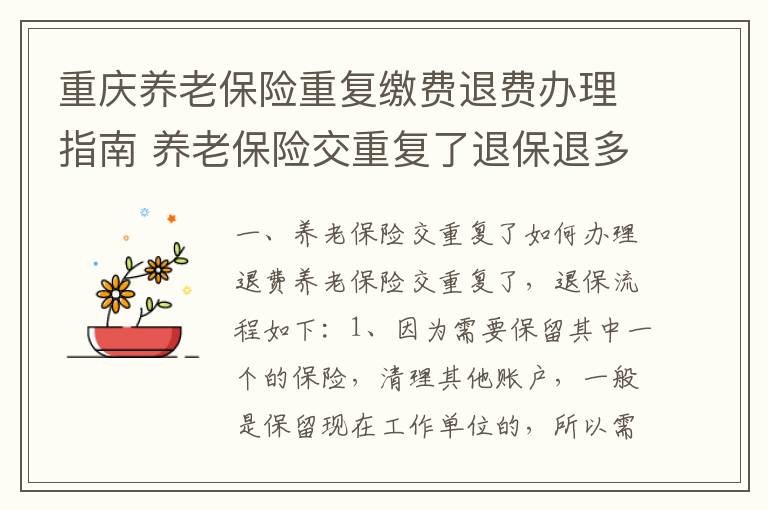 重庆养老保险重复缴费退费办理指南 养老保险交重复了退保退多少