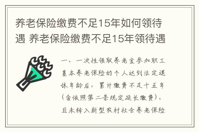 养老保险缴费不足15年如何领待遇 养老保险缴费不足15年领待遇的方法