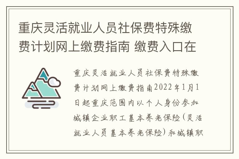 重庆灵活就业人员社保费特殊缴费计