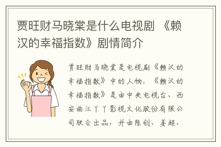 贾旺财马晓棠是什么电视剧 《赖汉的幸福指数》剧情简介