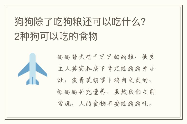 狗狗除了吃狗粮还可以吃什么？2种狗可以吃的食物