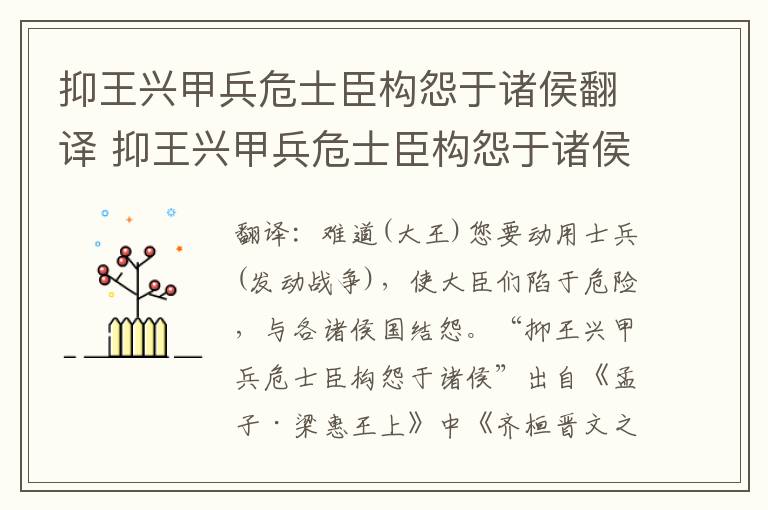 抑王兴甲兵危士臣构怨于诸侯翻译 抑王兴甲兵危士臣构怨于诸侯意思