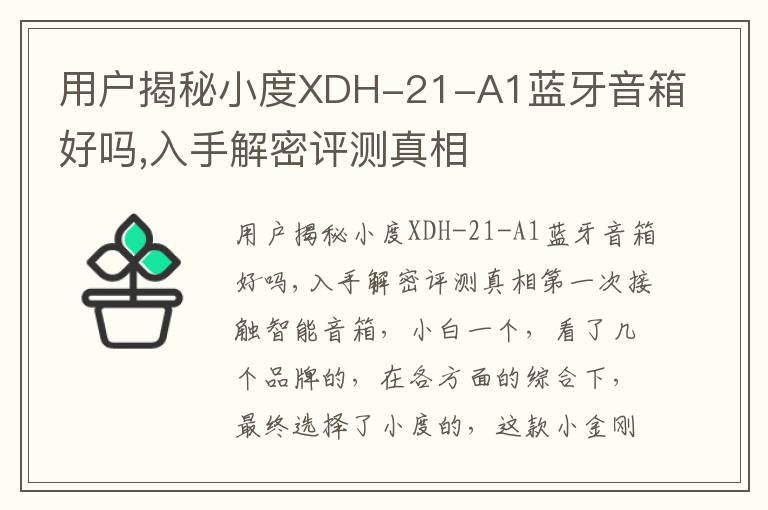 用户揭秘小度XDH-21-A1蓝牙音箱好吗,入手解密评测真相