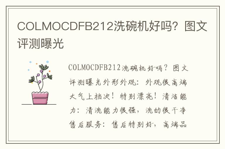 COLMOCDFB212洗碗机好吗？图文评测曝光