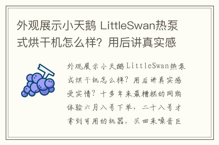 外观展示小天鹅 LittleSwan热泵式烘干机怎么样？用后讲真实感受实情？