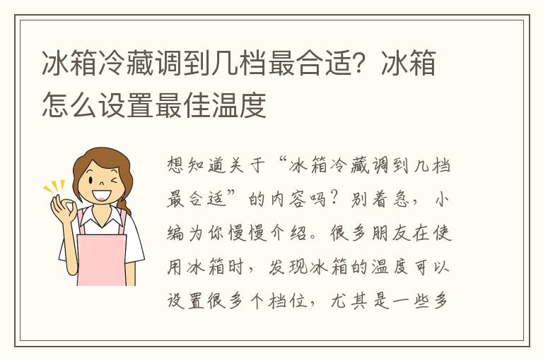 冰箱冷藏调到几档最合适？冰箱怎么设置最佳温度