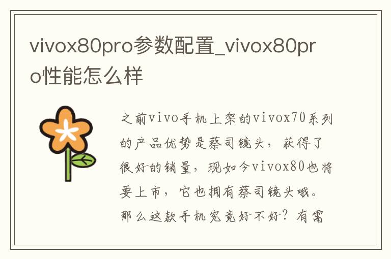 vivox80pro参数配置_vivox80pro性能怎么样