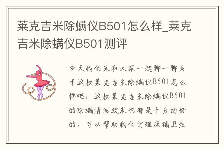 莱克吉米除螨仪B501怎么样_莱克吉