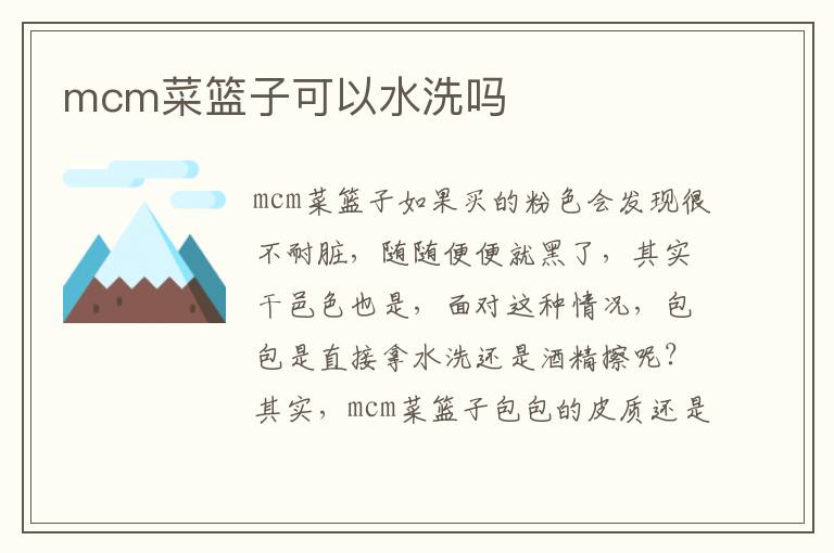 mcm菜篮子可以水洗吗