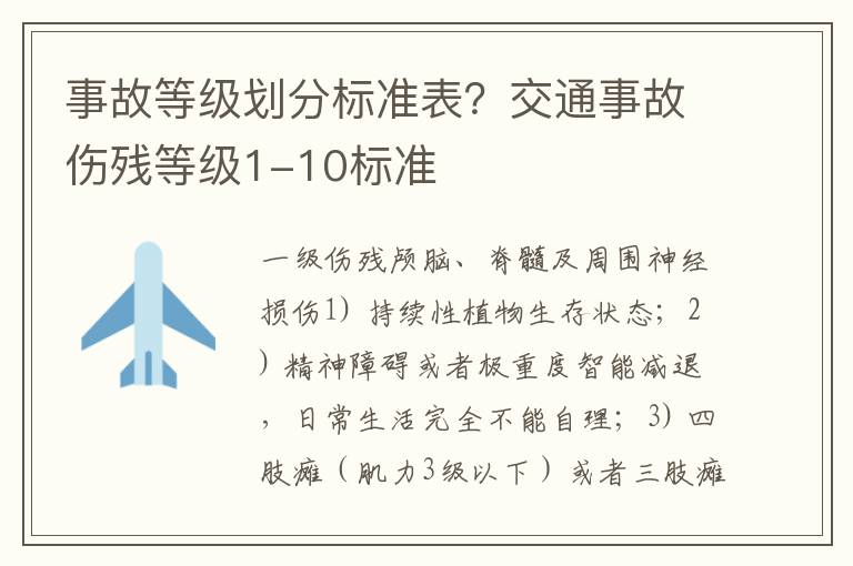 事故等级划分标准表？交通事故伤残等级1-10标准