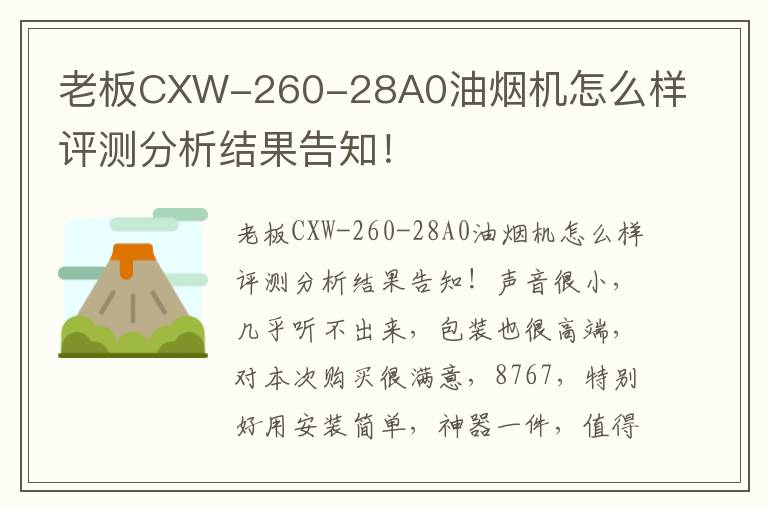 老板CXW-260-28A0油烟机怎么样评测分析结果告知！