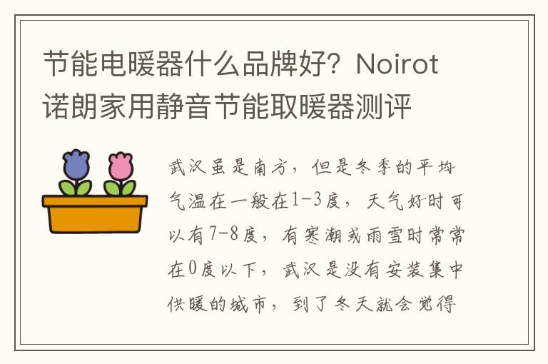 节能电暖器什么品牌好？Noirot诺朗家用静音节能取暖器测评