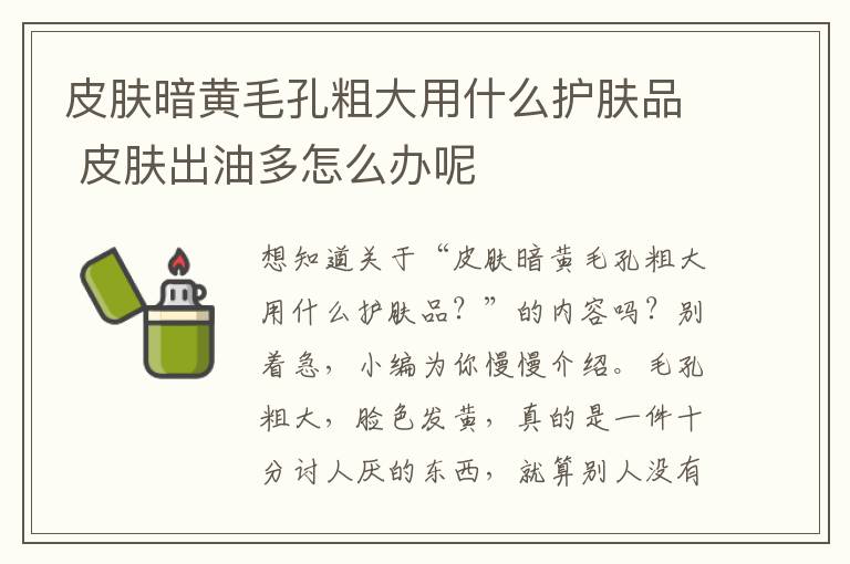 皮肤暗黄毛孔粗大用什么护肤品 皮肤出油多怎么办呢