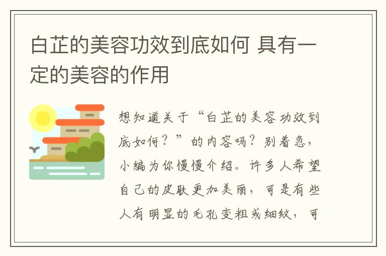 白芷的美容功效到底如何 具有一定的美容的作用