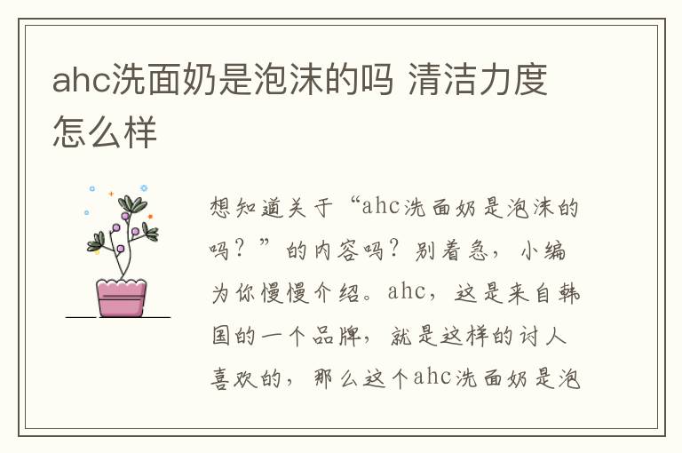 ahc洗面奶是泡沫的吗 清洁力度怎么样