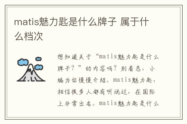 matis魅力匙是什么牌子 属于什么档次