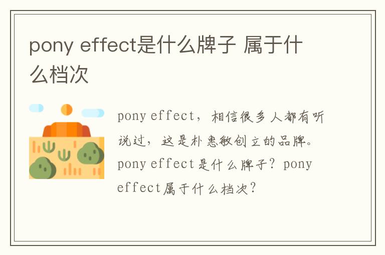 pony effect是什么牌子 属于什么档次