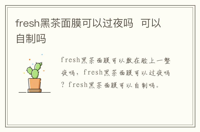 fresh黑茶面膜可以过夜吗  可以自制吗